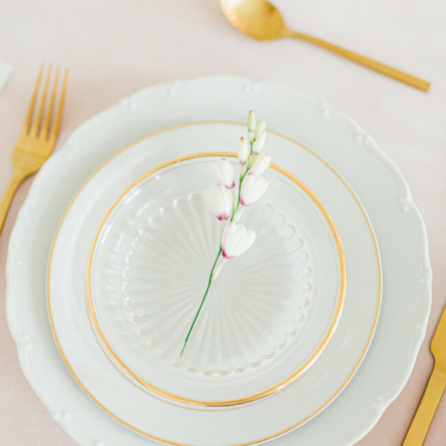 Tischdekoration romantische Hochzeit